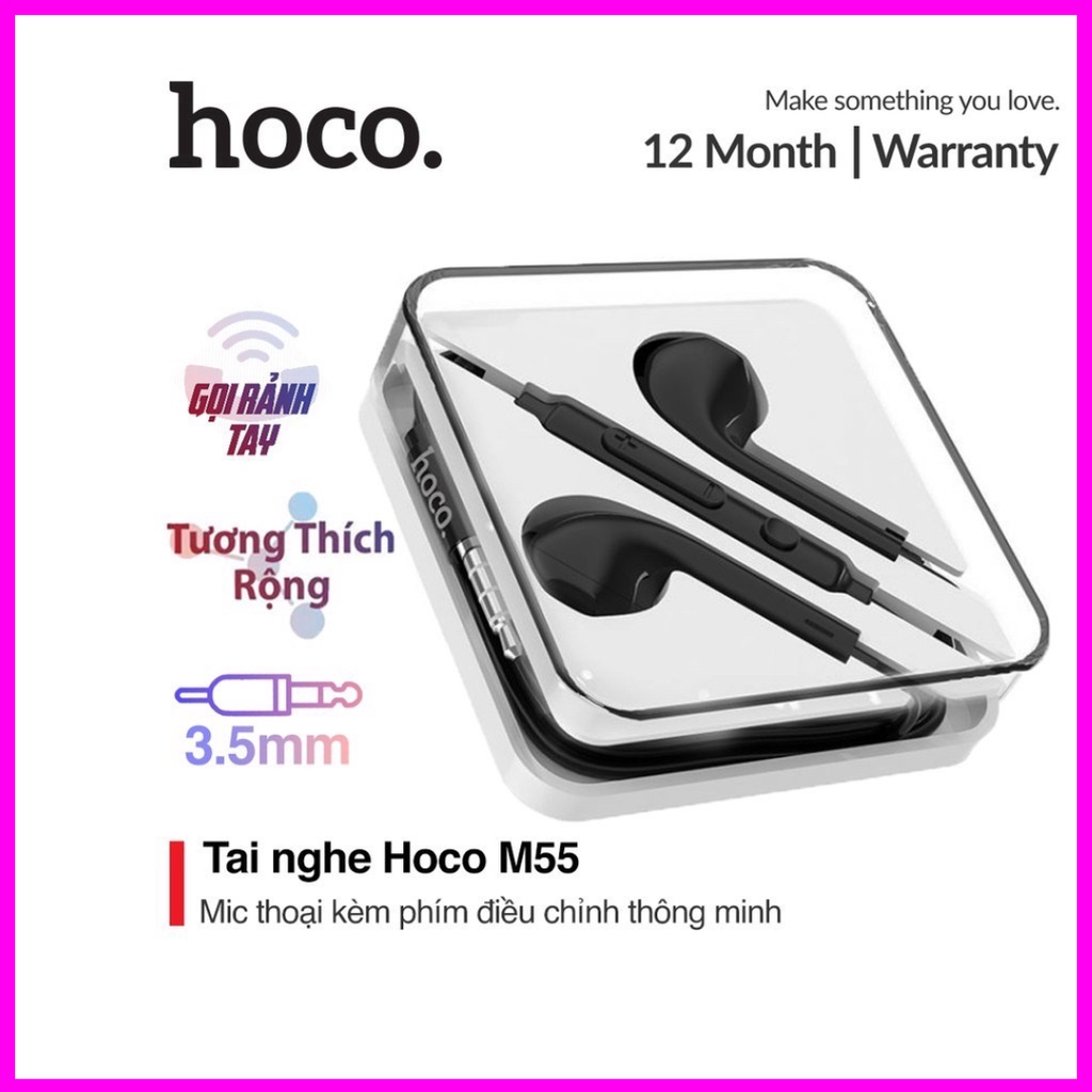 Tai Nghe Chính Hãng Hoco M55. Jack 3.5mm Dành cho Smart Phone. Có Míc Đàm Thoại (BẢO HÀNH 1 NĂM)