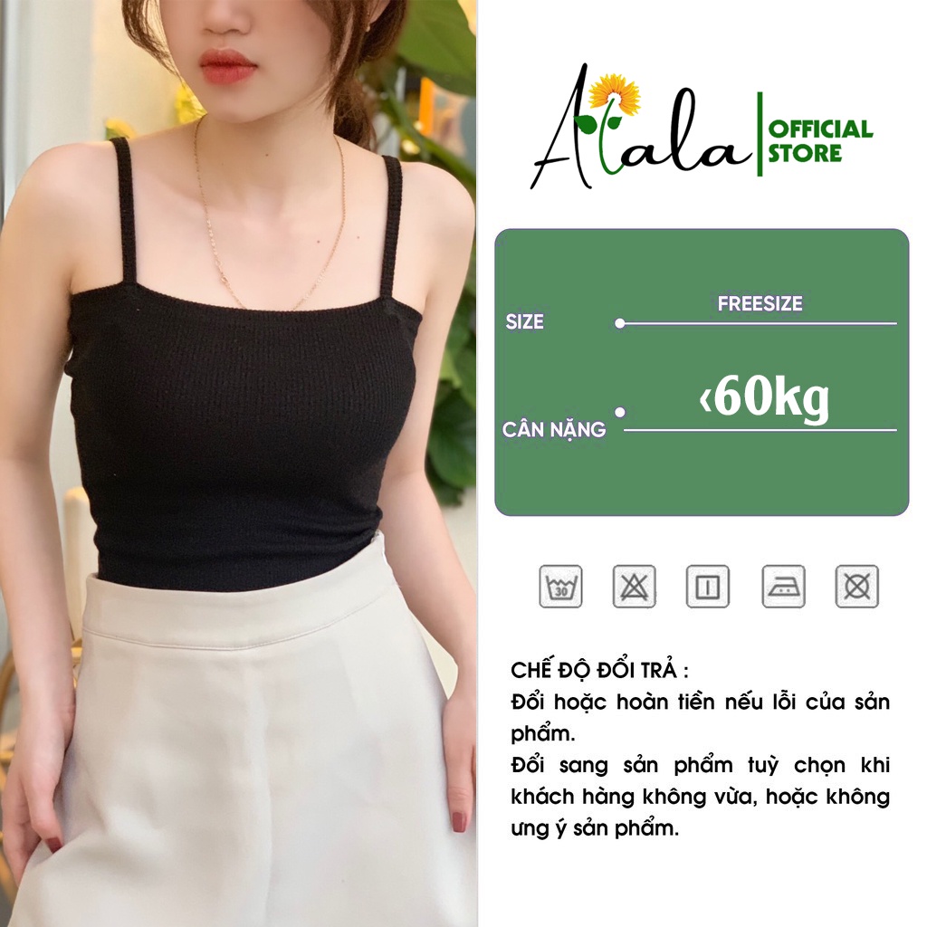 Áo hai dây ALALA dáng ôm không đệm vải cotton co giãn tốt 2 dây nữ thoáng mát
