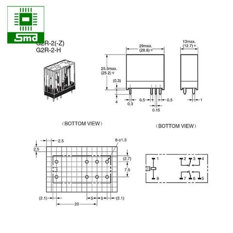 G2R-2 5V 12V 24VDC  Rơ le trung gian, relay omron 8 chân