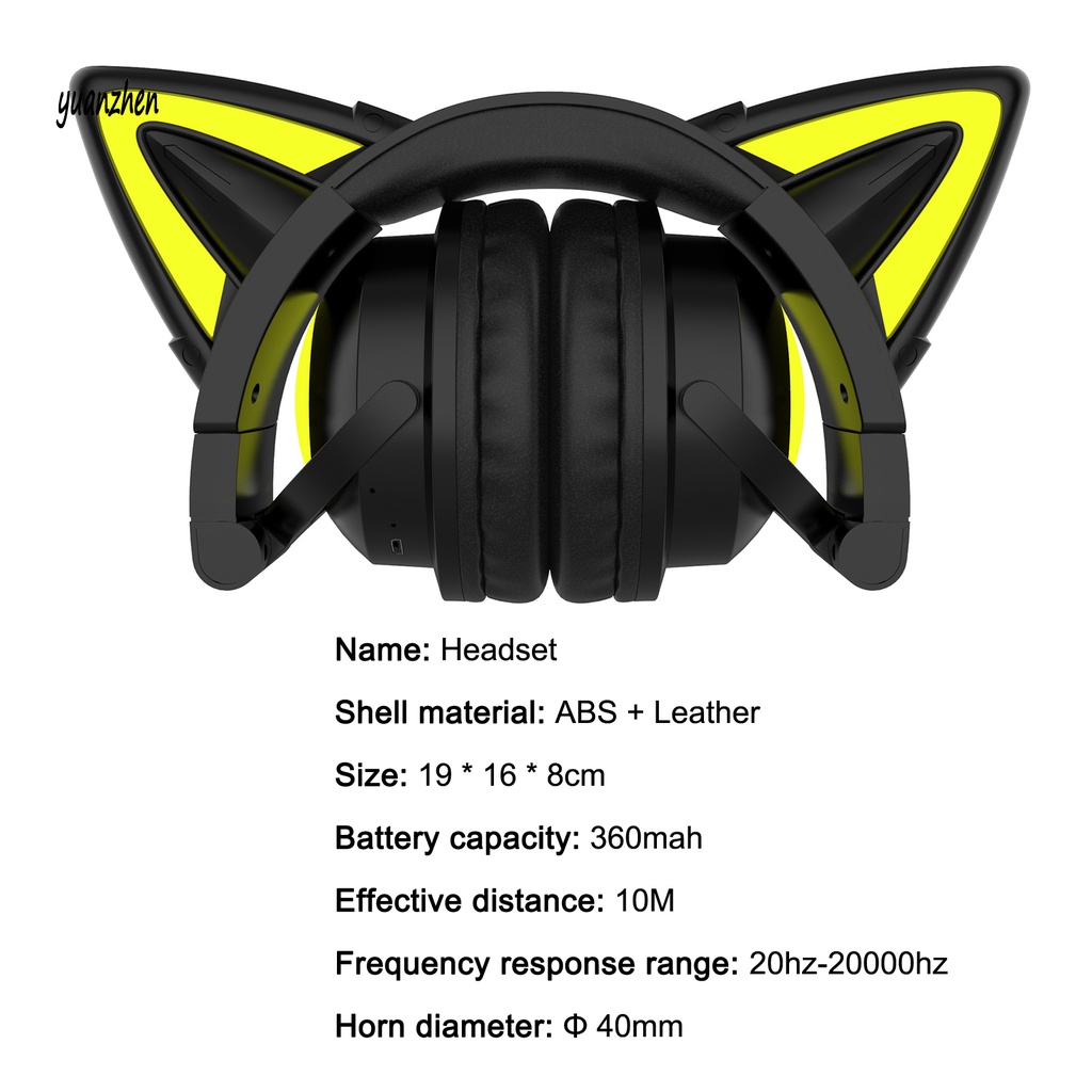 Tai nghe chụp tai bluetooth không dây thiết kế tai mèo đáng yêu siêu nhẹ tiện lợi