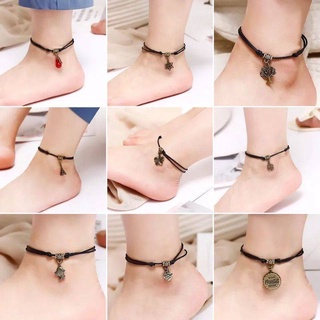 Lắc chân bện dây màu đen có mặt dây độc đáo dành cho cặp đôi