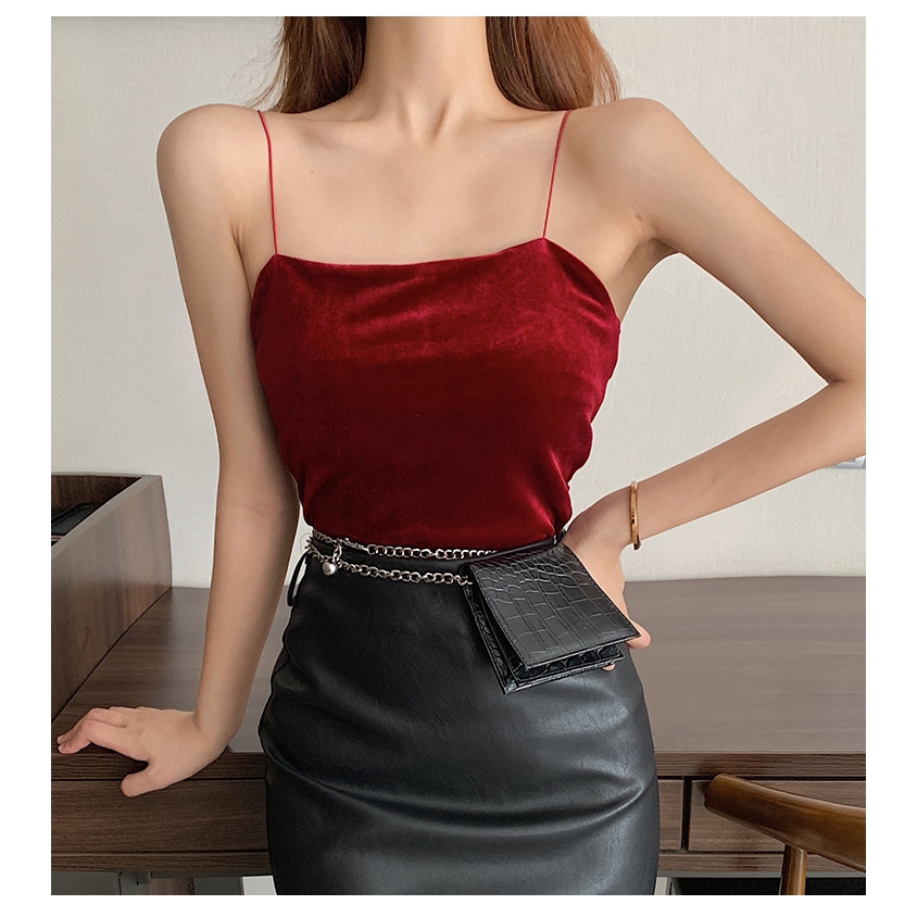 SUXI Áo tank Top Ôm Dáng Thời Trang Mùa Xuân Hàn Quốc Cho Nữ