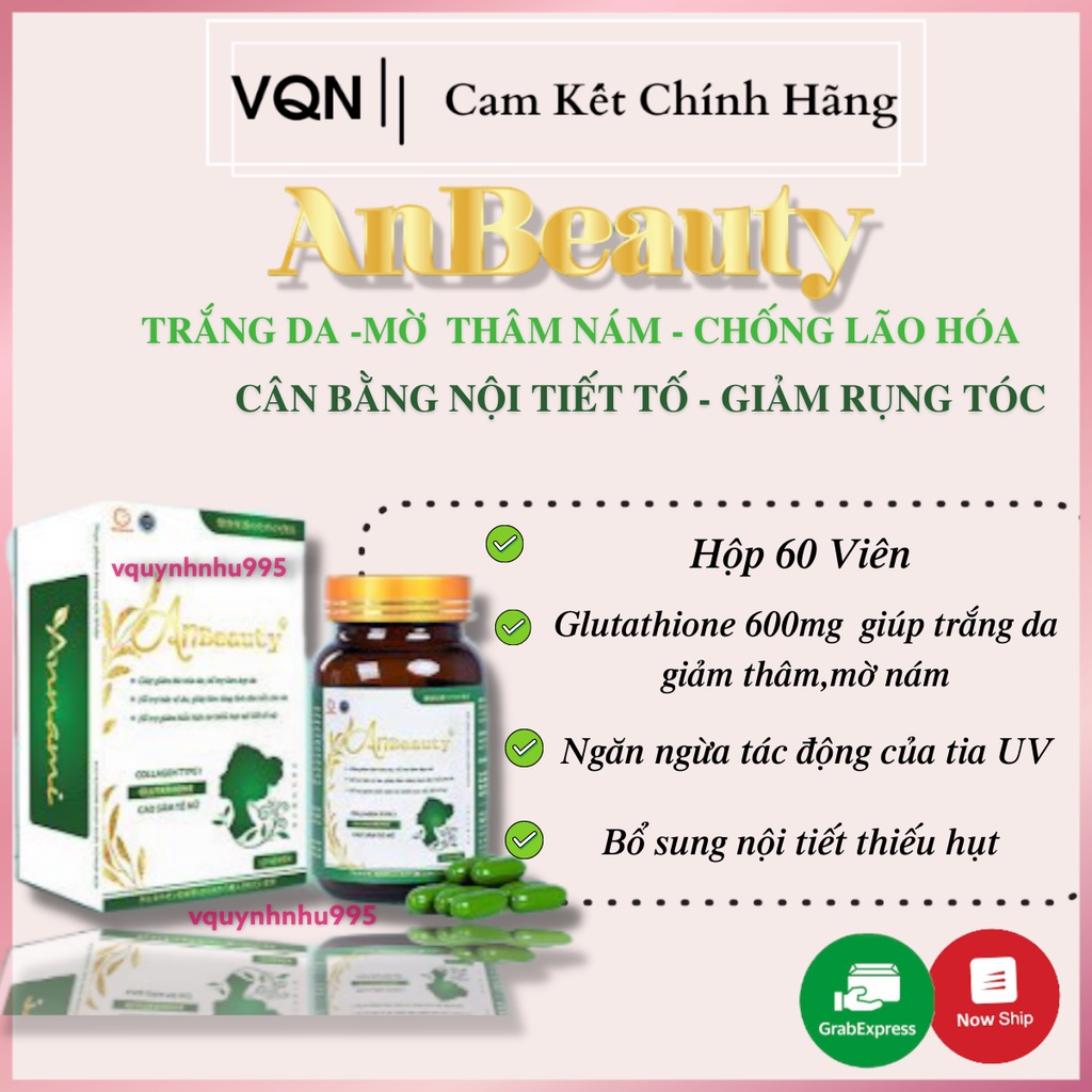 Viên Uống Trắng Da,Bổ Sung Nội Tiết  AnBeauty Hộp 60 Viên