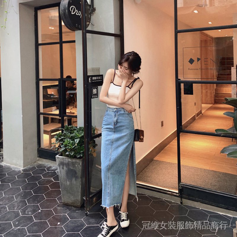 Chân Váy Ôm Eo Cao Mỏng Một Bên Xẻ Tà Cao Thời Trang Raw Edge De
