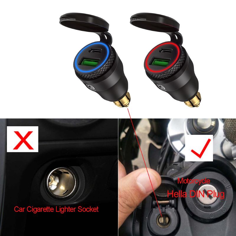 Bộ Sạc Nhanh Chống Nước 12v 24v Qc3.0 Usb Type C Pd Cho Xe Mô Tô Bmw Ducati Triumph