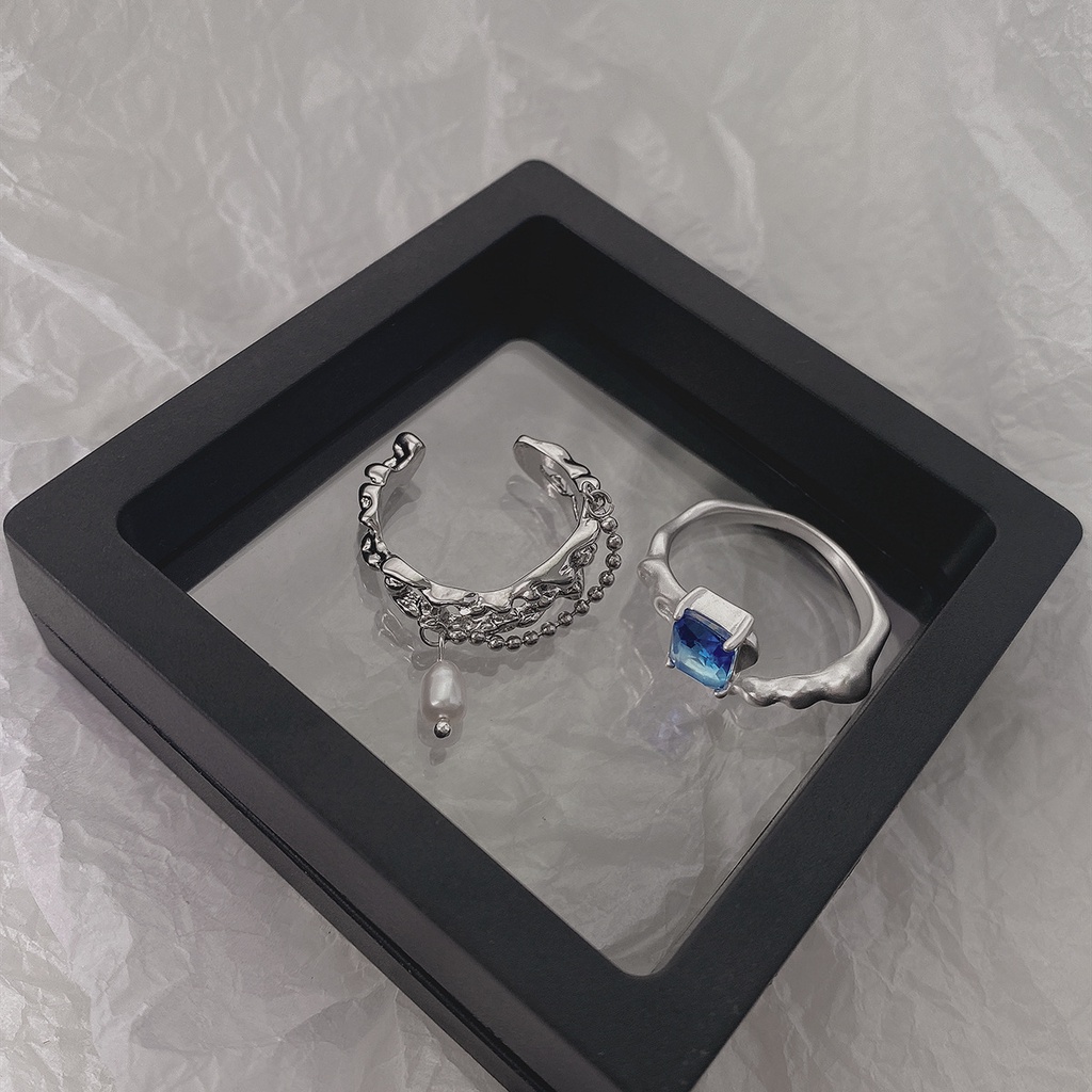 Nhẫn Tua Rua Đính Đá Ngọc Trai Màu Xanh Dương Sang Trọng Thời Trang Cho Nữ