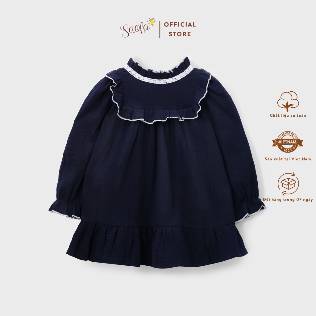 Đầm Bé Gái/Váy Bé Gái Cổ Điển Phong Cách Hàn Quốc Chất Liệu Muslin Cao Cấp - JENNIE DRESS- DRM003 - SAOLA KIDS CLOTHING