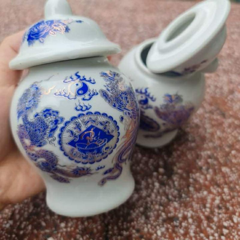 Hũ Đựng Muối Gạo Hàng Cao Cấp Gốm Sứ Bát Tràng Việt Nam-Đồ Thờ Tâm Linh.