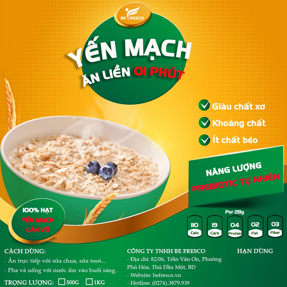 Yến mạch ăn liền cán vỡ giảm cân befresco - ảnh sản phẩm 3