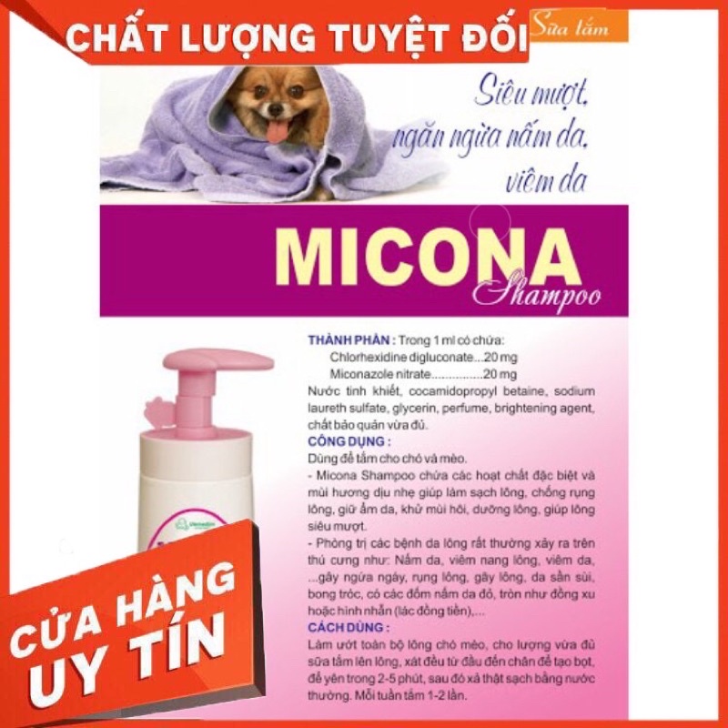 Sữa tắm cho chó mèo Micona Vemedim 200ml - Sữa tắm chó mèo trị nấm da, viêm da