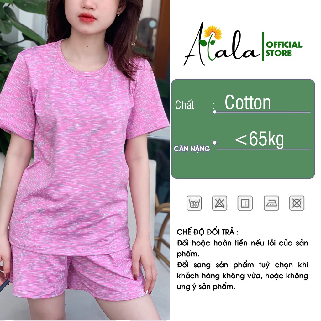 Đồ bộ nữ mặc nhà mùa hè tay ngắn quần đùi dáng rộng chất liệu cotton cao cấp Alala