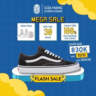 Giày sneaker Vans Old Skool chính hãng màu Black White cho nam nữ, Vans real thấp cổ, fullbox Present Original Sneaker