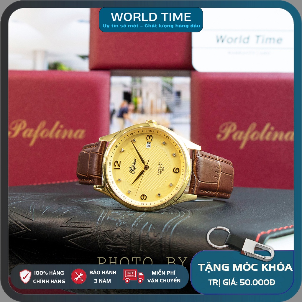 Đồng Hồ Nam Pafolina 5033M dây da Chính Hãng Full Box , Kính Sapphire Chống Xước - Chống Nước 5ATM - Bảo hành 3 năm
