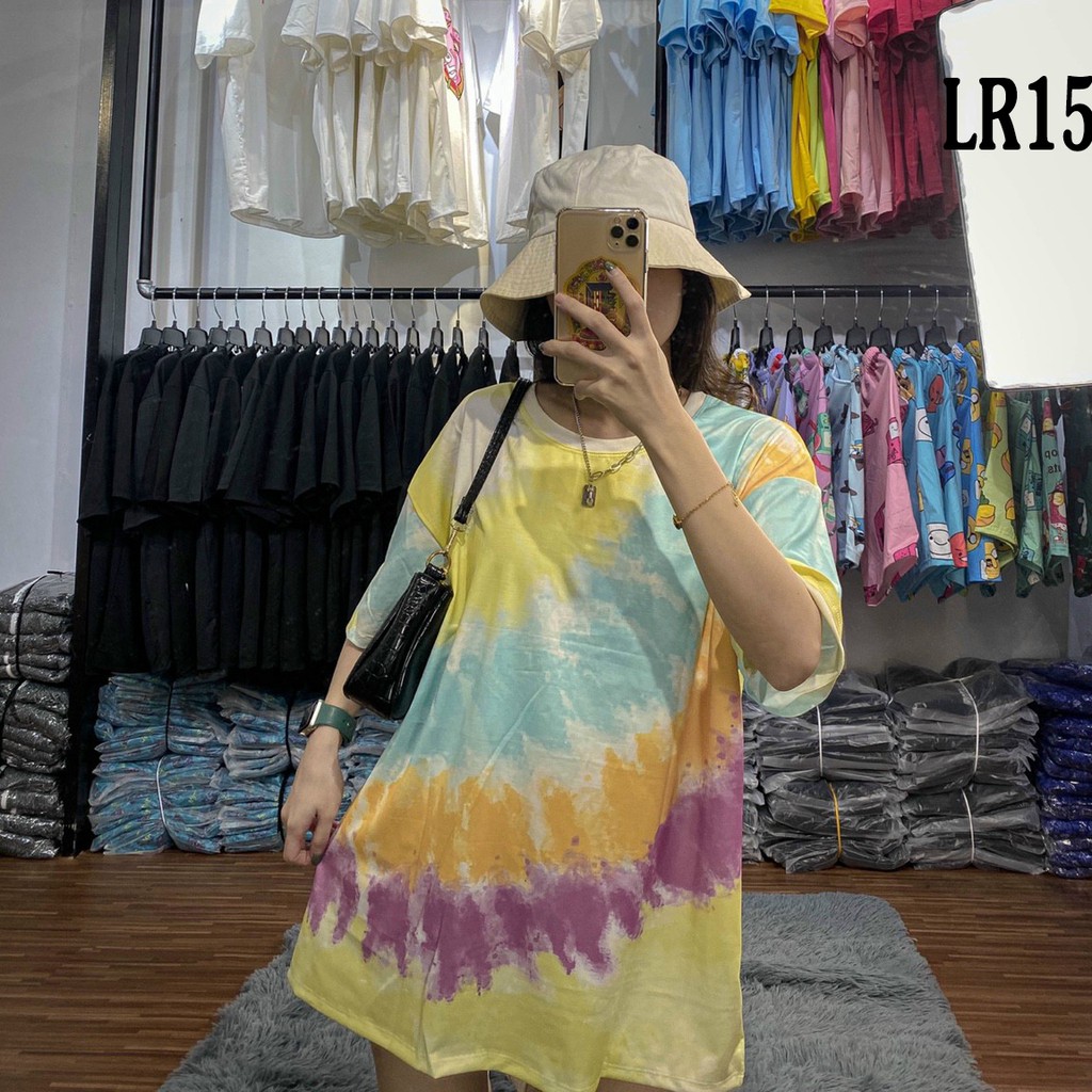 Áo thun loang màu 𝑭𝒓𝒆𝒆𝒔𝒉𝒊𝒑 Áo phông unisex LR15 vải cotton xượt poli co giãn thấm hút tốt, không xù lông