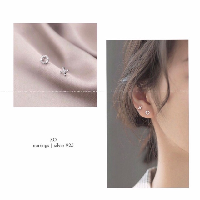 Khuyên tai bạc nữ XO - Trang sức Nobsilver