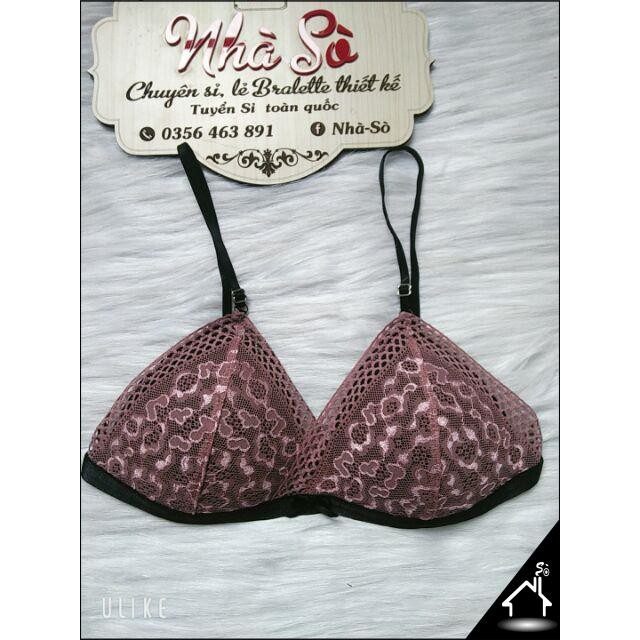 Bộ đồ lót sexy by Nhà Sò ren hồng ruốc quần tam giá NS056 | BigBuy360 - bigbuy360.vn