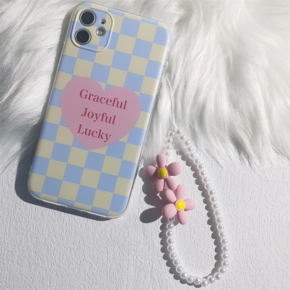 Dây Đeo Điện Thoại Bằng Acrylic Mềm Chống Thất Lạc Đính Hạt Ngọc Trai Hình Bông Hoa Màu Tím Dễ Thương