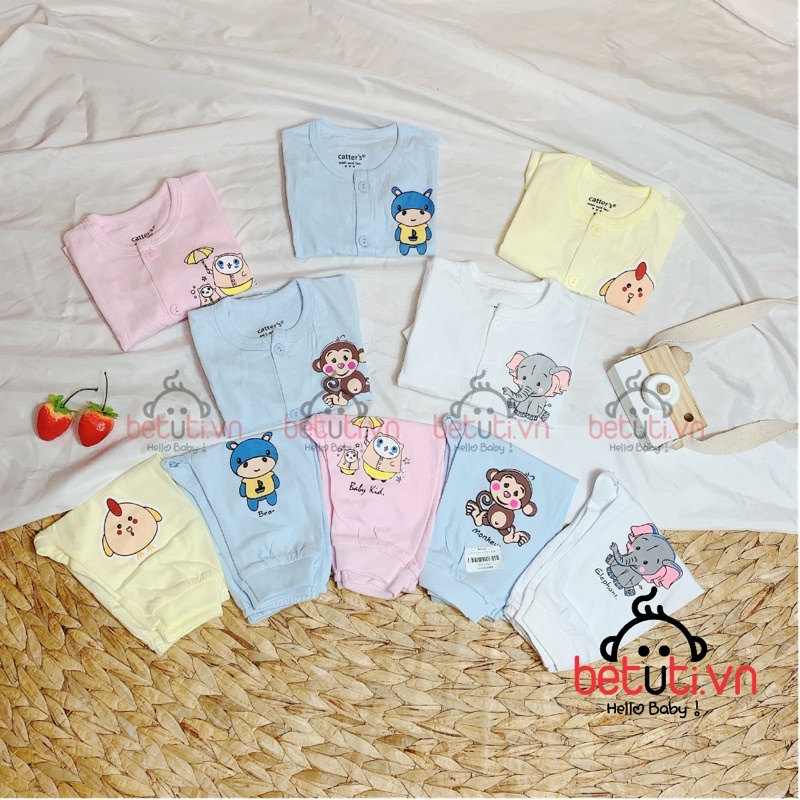 Quần áo sơ sinh Catter Việt Nam dài tay, Đồ bộ sơ sinh cotton mềm đẹp 0-3m , 3-6m  betuti