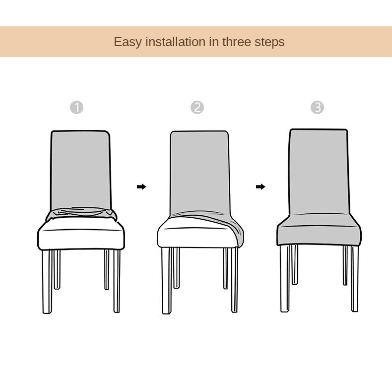 2 Áo bọc ghế ăn màu trơn co dãn chất vải nhung thoải mái