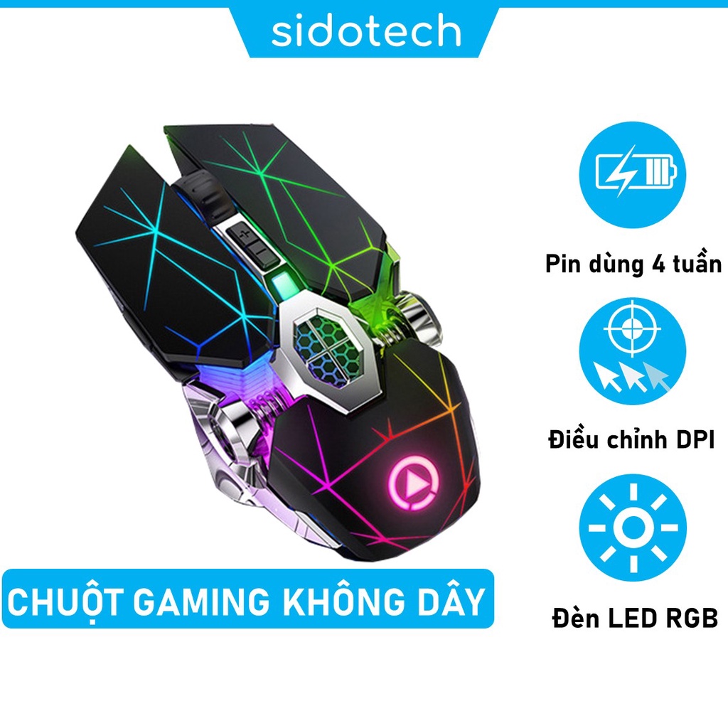 Chuột Không Dây Gaming Máy Tính SIDOTECH YINDIAO S7A Chơi Game Không Độ Trễ Chống Ồn Sạc Pin LED RGB - Hàng Chính Hãng