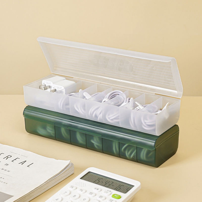 Hộp Đựng Dây Cáp Sạc Để Bàn 7 Ngăn Tiện Lợi