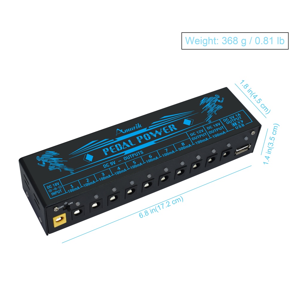 Bộ Cung Cấp Nguồn 10 Cổng Sạc DC Đầu Ra DC Cho Phơ Đàn Guitar 9V / 12V / 18V