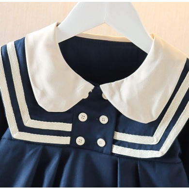 Đầm Công Chúa Tay Dài Màu Trơn Phong Cách Hàn Quốc Thời Trang Xuân Thu Cho Bé Gái