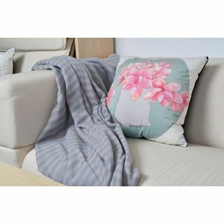 Chăn Văn Phòng, Chăn Dạ Mỏng Kẻ Xám VITMOSSA IKEA Chính Hãng