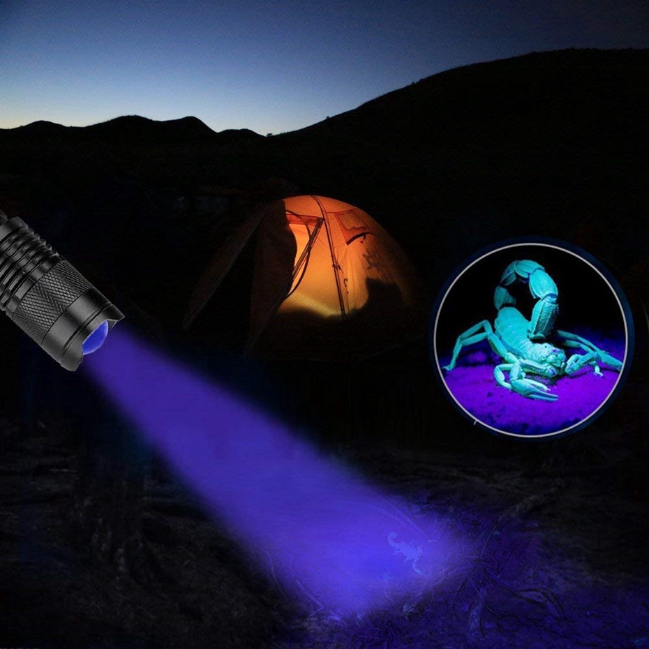 Mini LED UV Flashlight Torch Zoom 365nm/395nm Ultraviolet Violet Light Stains Money Detector AA/14500 Battery