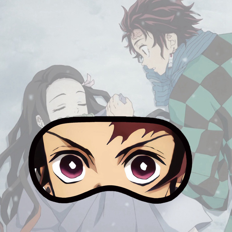 Mặt nạ che mắt bằng nhung lông hoạ tiết anime Demon Slayer đẹp mắt