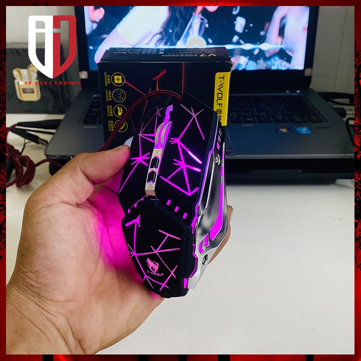Chuột Máy Vi Tính Laptop Gaming Có Dây T-WOLF V7 Đèn Led Chuyên Game
