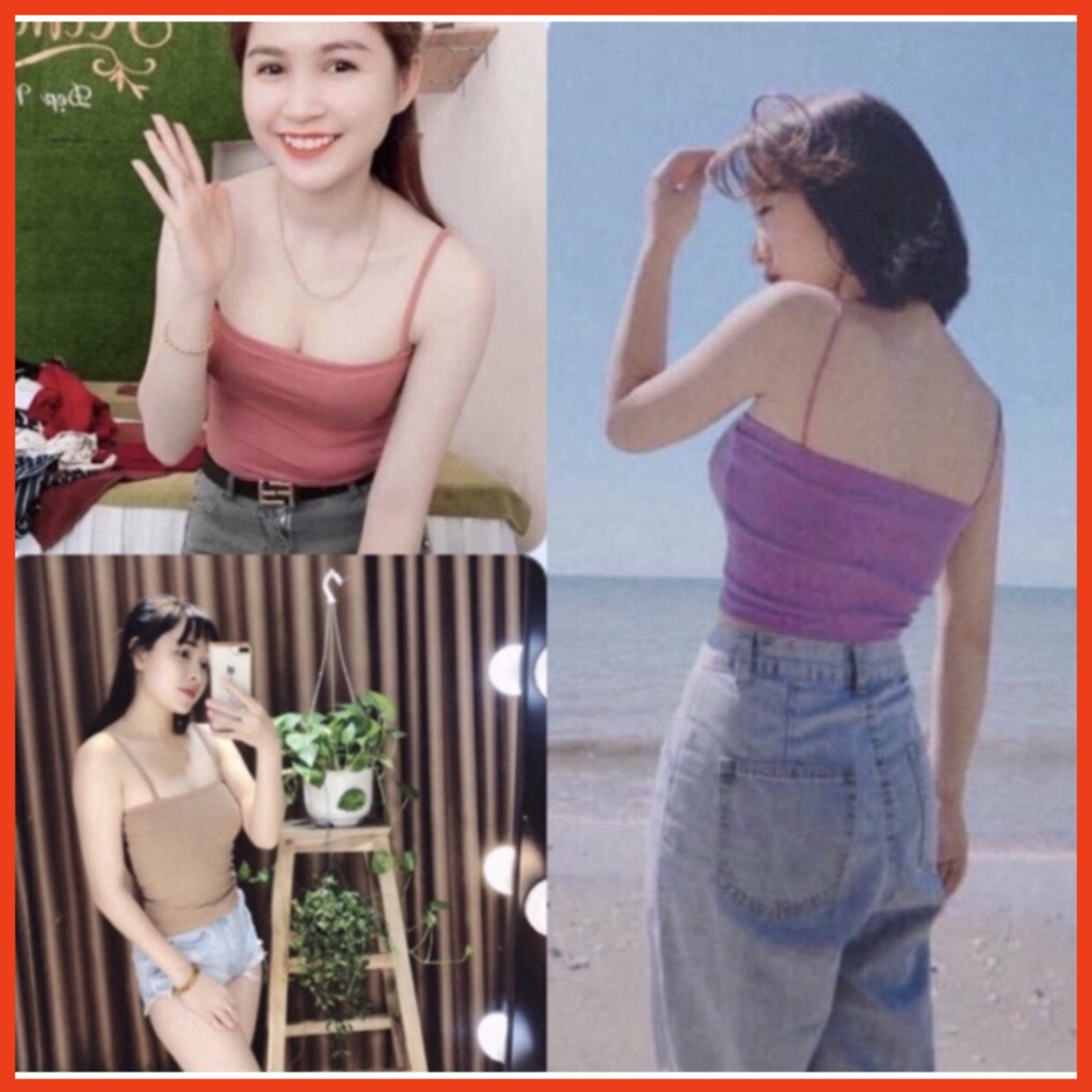 ÁO CROPTOP 2 DÂY NỮ DÁNG ÔM COTTON VẢI ĐẸP CO GIẢN