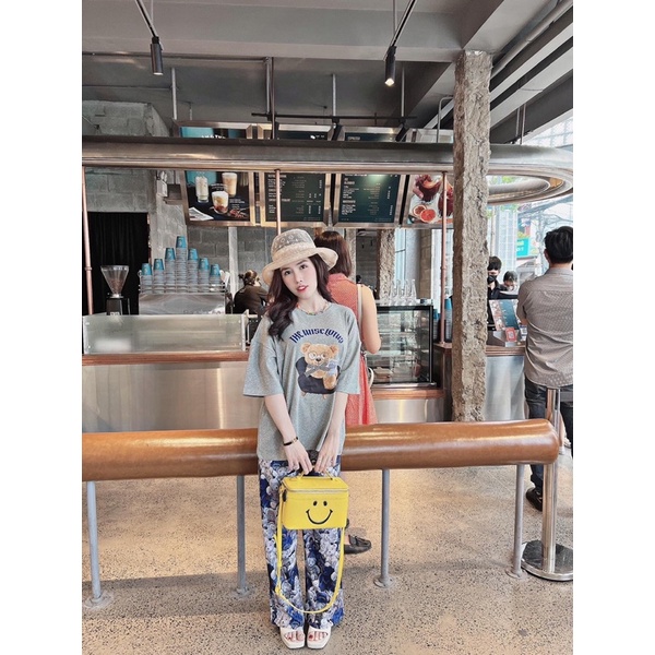 Set quần suông gân áo thun cotton gấu mang kiếng