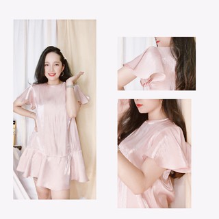 Đầm suông tơ oganza bèo chân