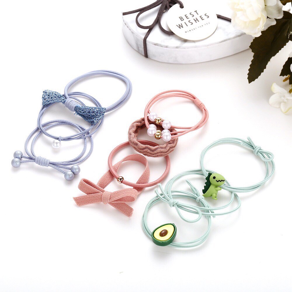 Combo 10 sợi dây thun cột tóc phong cách hàn quốc xinh xắn (kèm túi zíp)
