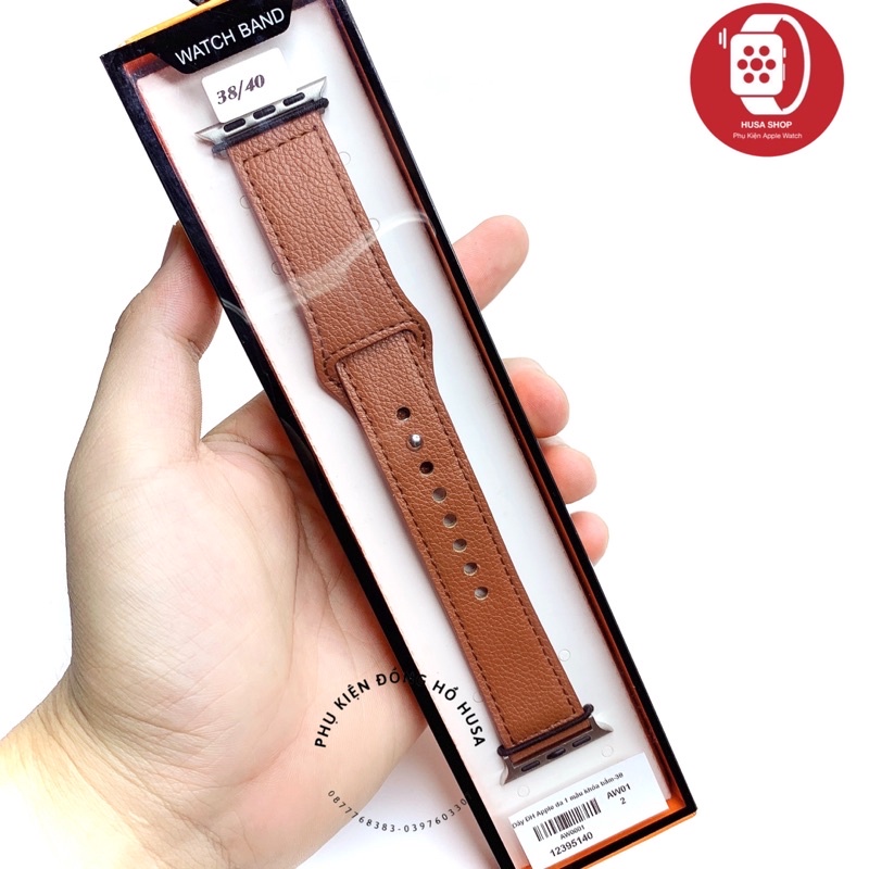 Dây Da Khoá Bấm Cao Cấp Cho Apple Watch 1/2/3/4/5/6/se size 38mm 40mm 42mm 44mm