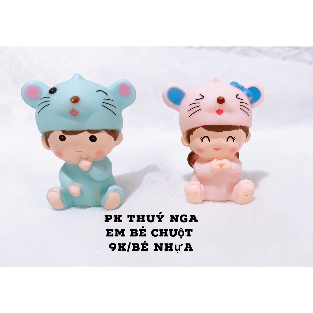 5 Em bé chuột nhựa xanh,hồng