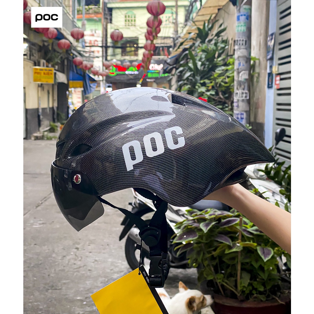 Nón thể thao POC 01 Vân CACBON, siêu cá tính + tặng túi và hộp ( BH 12 THÁNG)