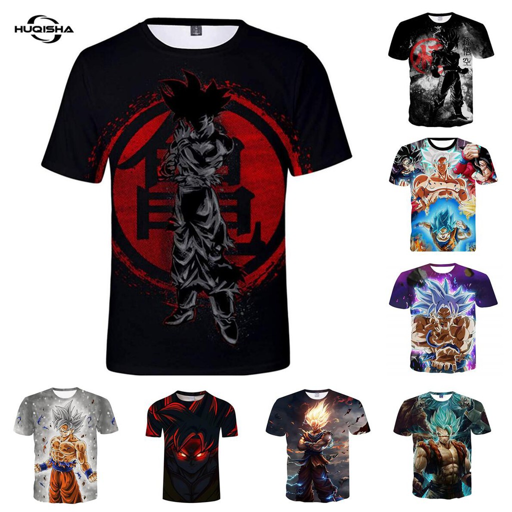 Áo thun HUQISHA ngắn tay in hình Dragon Ball 3d thời trang cho nam nữ