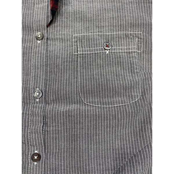 Áo sơ mi tay dài kẻ xám Nino.maxx  - Thanh lý vnxk