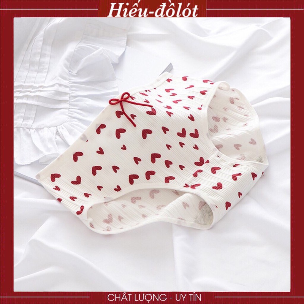 Quần Lót Nữ Gân Tăm Họa Tiết Dễ Thương, Chất Vải Mềm Mại Co Giãn Tốt Hieu Store24h - 2801