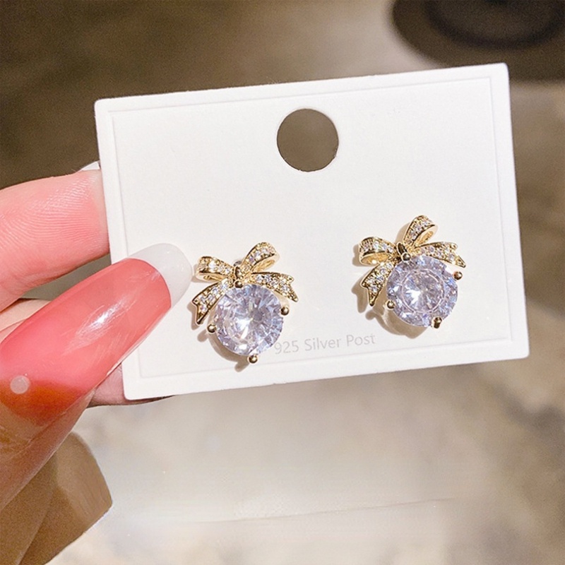 Đôi Bông Tai Hình Nơ Đính Đá Thời Trang