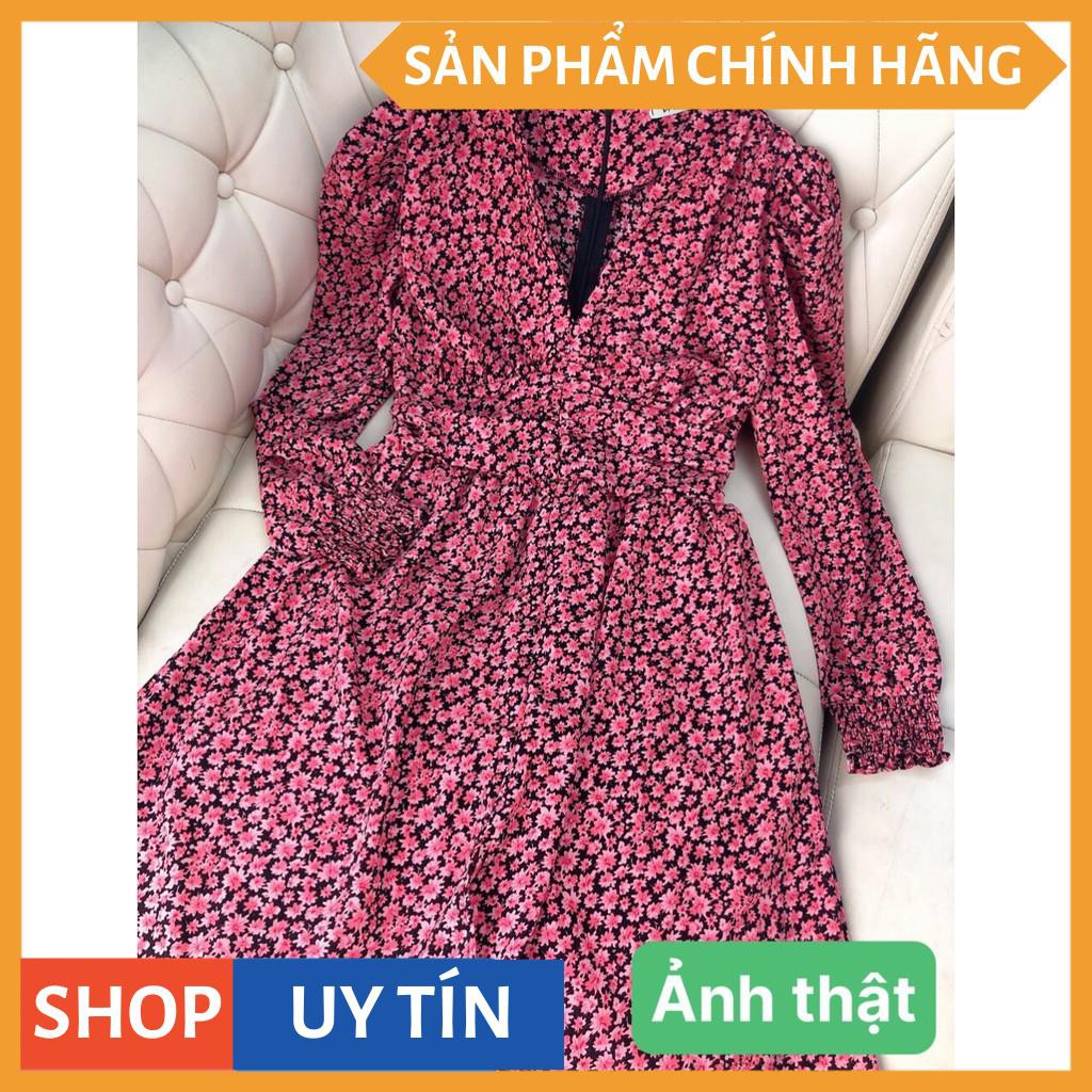 Đầm hoa xòe tay dài phồng nhẹ, cổ V xinh yêu, dự tiệc đi chơi bao đẹp sang sảnh cao cấp - Thời Trang VADA - D234