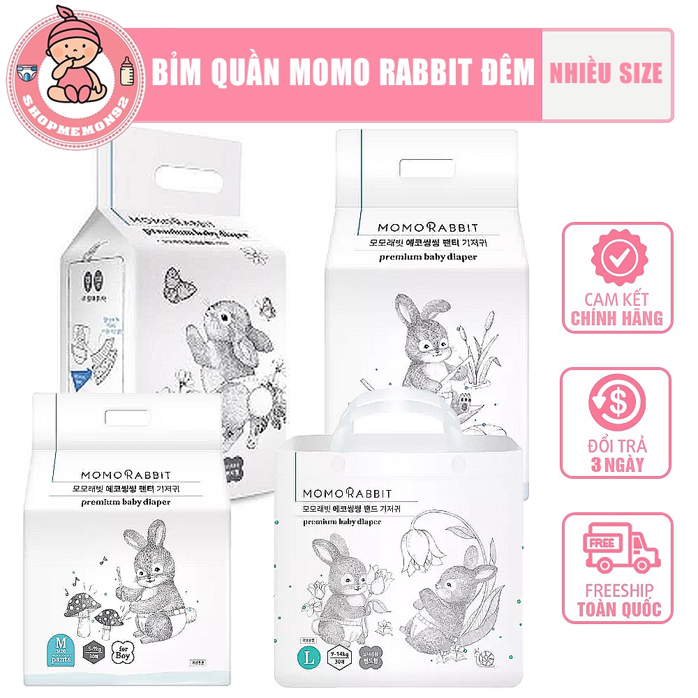 ⊙[HÀ NỘI] Bỉm Quần MOMO RABBIT ĐÊM Nội Địa Hàn Đủ Size L28/XL22/XXL18