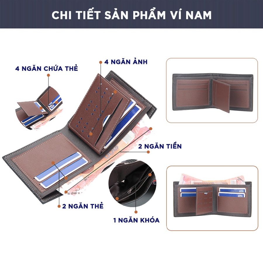 Ví nam mini ngang nhỏ gọn da PU đựng tiền phong cách Hàn Quốc, bóp nam đựng tiền thời trang cao cấp - D069