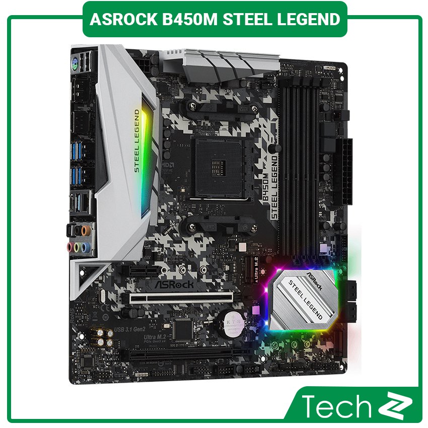 Mainboard ASROCK B450M STEEL LEGEND (AMD B450, Socket AM4, m-ATX, 4 khe RAM DDR4)