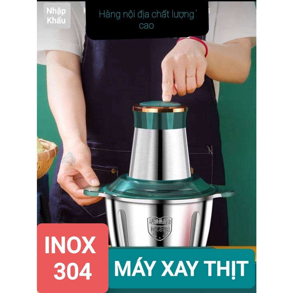 Máy xay thịt đa năng cối inox 304 công xuất cao 250W dao quay 4 lưỡi  thép không gỉ  hàng hiệu y hình - Sentaku