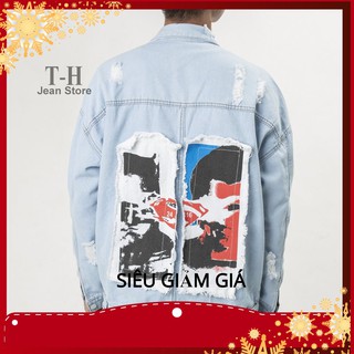 Áo khoác jean nam in 2416 cá tính, áo khoác bò nam cao cấp - AKB34 kevinshop01