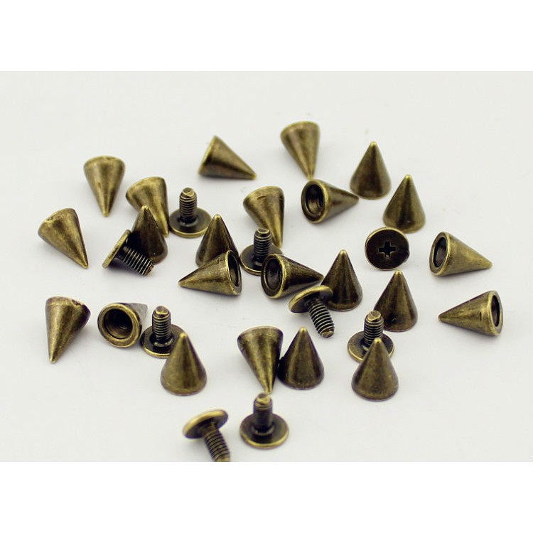 Bộ 50 Đinh Tán Hình Nón 7x10mm Màu Bạc Chuyên Dụng Cho Quần Áo Da diy
