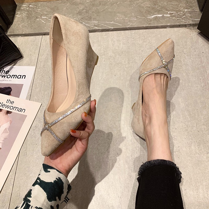 Giày đế xuồng da lộn mũi nhọn gót cao 5p và 8p size 33/40   100421